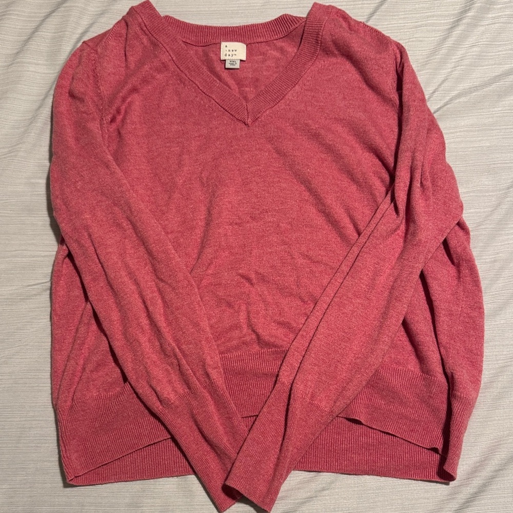 A New Day Rose V-Neck Sweater